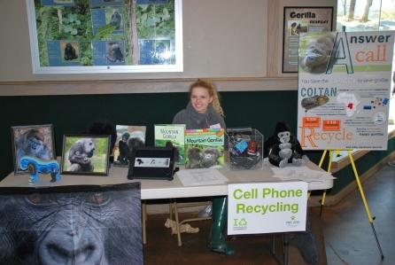 Emily Stanford manages the Cell Phone Recycling table.