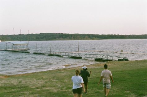 Kate and Carlos walk down to the dock at Lake Texoma
