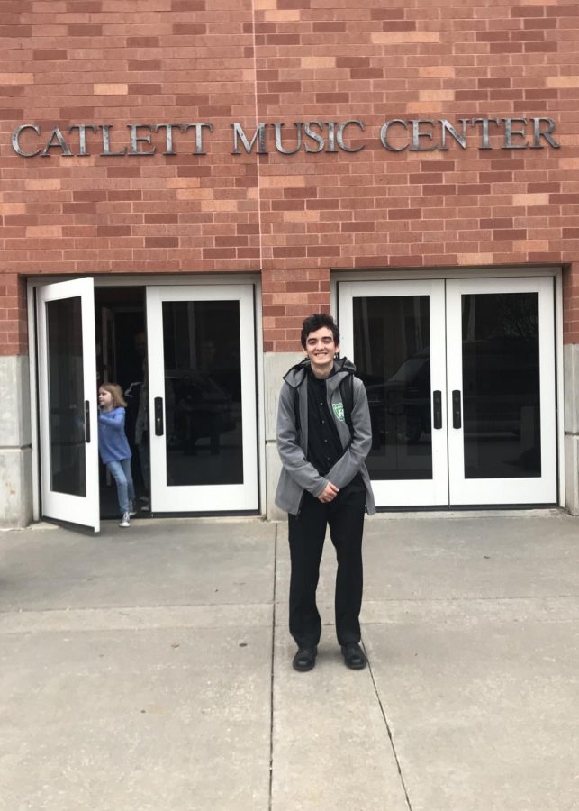 Ryan McLaughlin in front of the Catlett Music Center at the University of Oklahoma. 