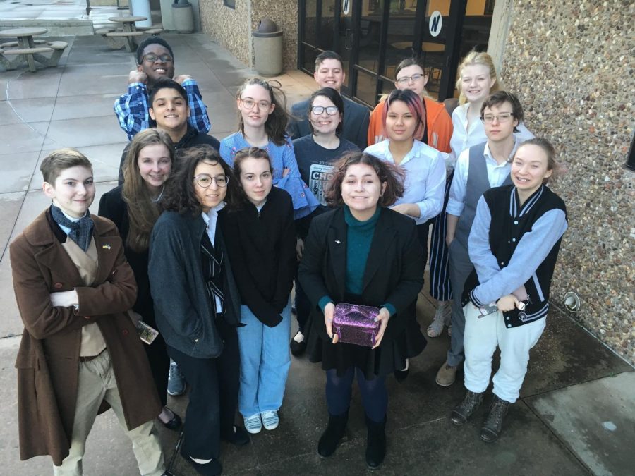 The Regional Speech and Debate competitors outside Edmond North High School.