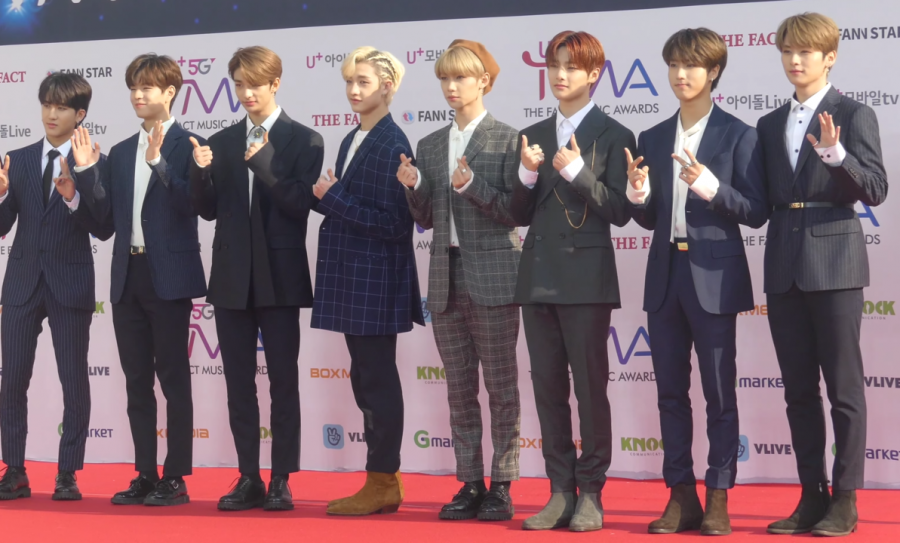 The Stray Kids at the Fact Music Awards. Bang Chan was accused of cultural appropriation after wearing his hair in cornrows in 2019. 