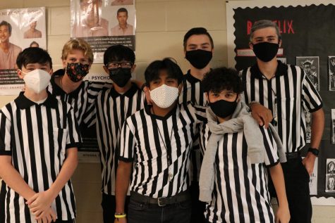 Members of the cross country team joined together to dress as referees for Halloween costume day.