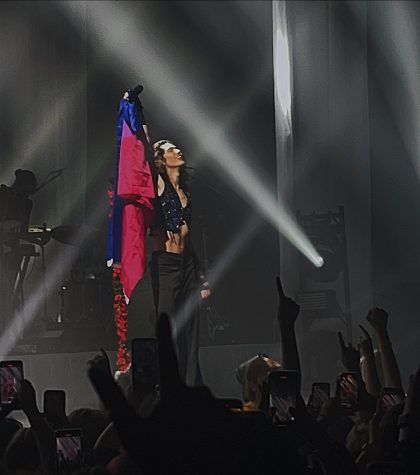 Gray holding a pride flag during his song People Watching