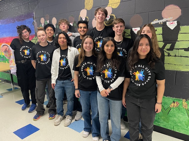 Members of the HCP representation of the All City Honor Band gather before their performance at Classen SAS High School @ Northeast in January.