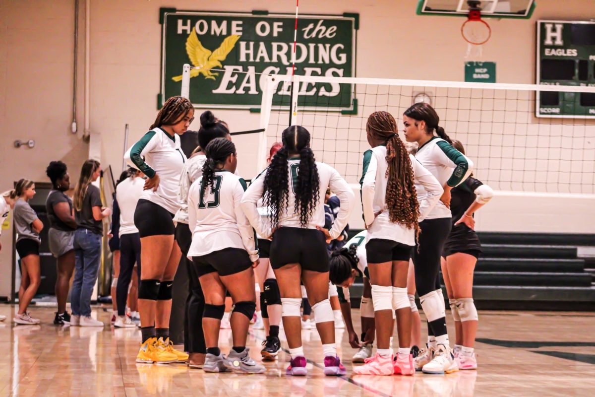 The Eagles pause to regroup while playing against the Casady Cyclones. They eventually went on to lose the match, but came back at the next game against Santa Fe South.